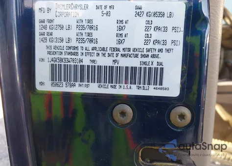 2003 Jeep Liberty Limited from USA, damaged, VIN 1J4GK58K93W703104